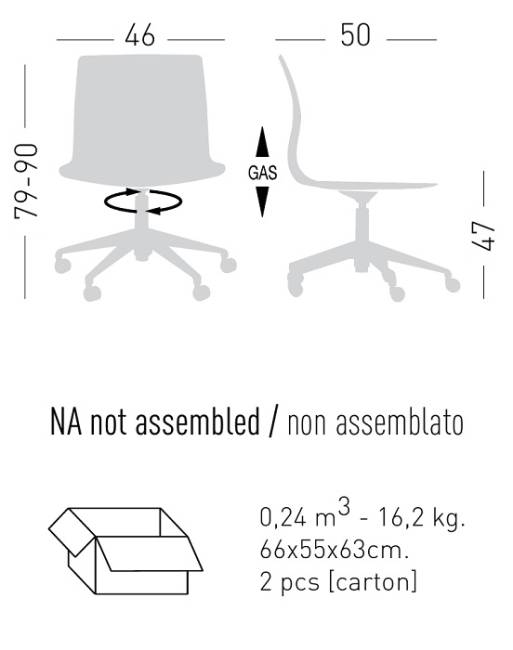Стул офисный с обивкой Slot O5R 460х500х790-900 мм