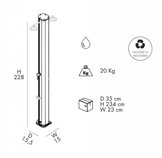 Душ уличный Big Jolly A 365/2 155х150х2280 мм Душ уличный Big Jolly A 365/2 155х150х2280 мм