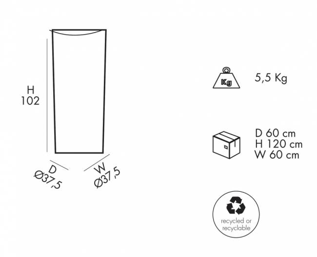 Кашпо пластиковое Tondo 102 белый Ø375х1020 мм