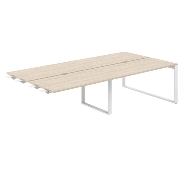 AG.163.AR.V.72.WH  / Рабочая станция комбо 3200х1238х750  / профиль О-образный: 70х20 белый; столешница с вырезом: акация равелло