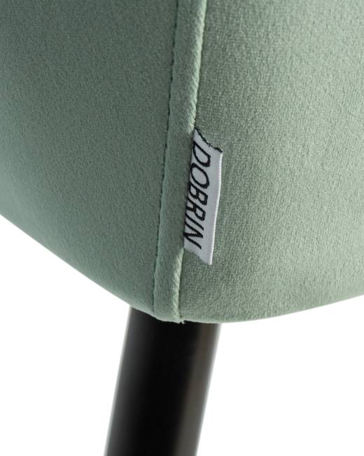 Набор 2 шт Стул обеденный DOBRIN ROBERT, черные матовые ножки, велюр V108-118 Мятный