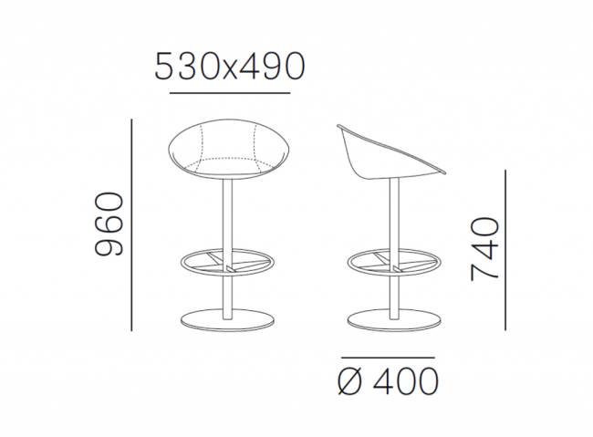 Кресло барное с обивкой Gliss 530х490х960 мм Кресло барное с обивкой Gliss 530х490х960 мм