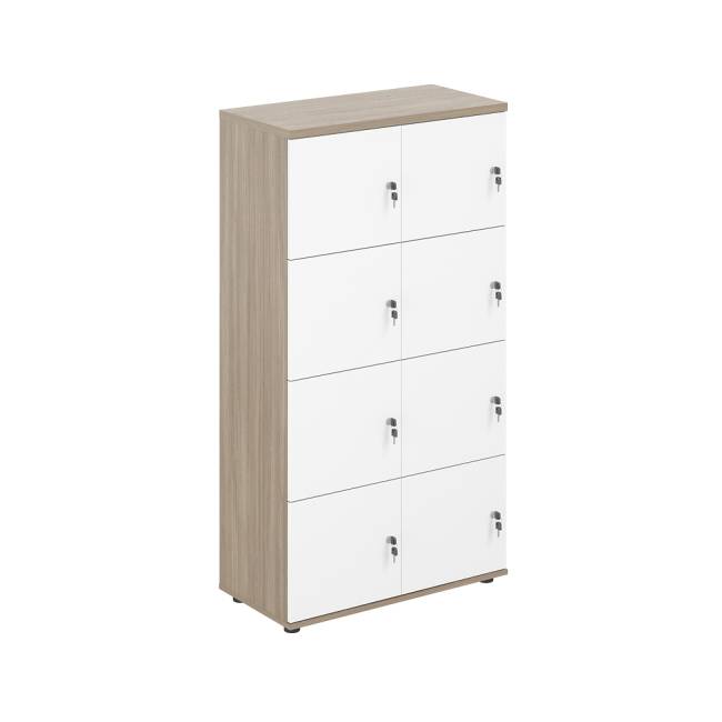 SG.819.OD.WH / Локер 8 ячеек 800х400х1483 / корпус: дуб темный; фасады: белый