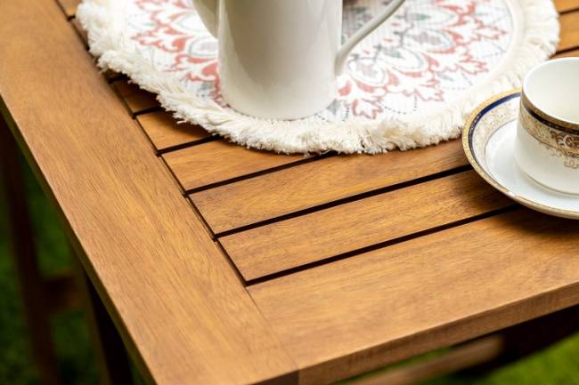 Кофейная группа из акации КARO с высокими стульями  Joygarden