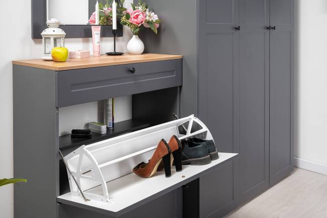 Набор мебели в прихожую Остин № 45 цвет серый графит/дуб крафт золотой