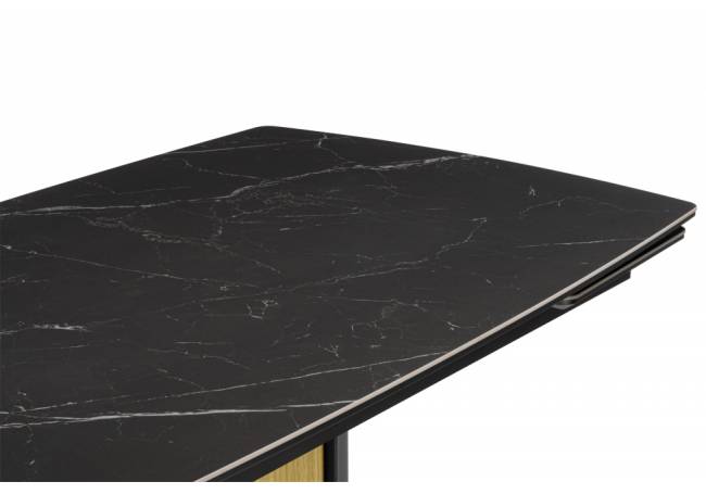 Бовер 180(220)x90 черный мрамор / черный / дуб натуральный