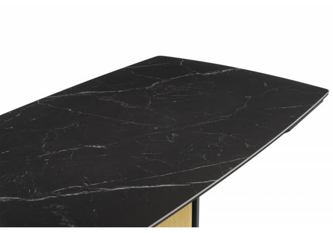 Бовер 180(220)x90 черный мрамор / черный / дуб натуральный