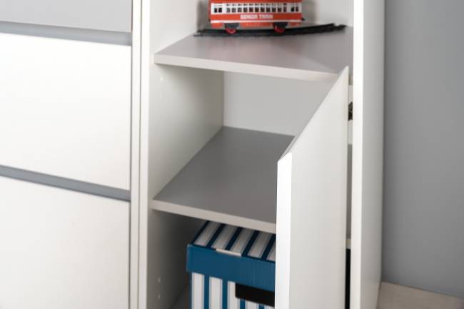 Письменные столы со стеллажами для двоих детей Торонто цвет белый шагрень/стальной серый