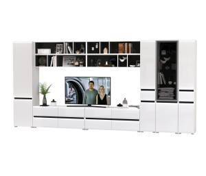 Сидней модульная мебель в гостиную № 92 цвет белый/чёрный/МДФ белый глянец