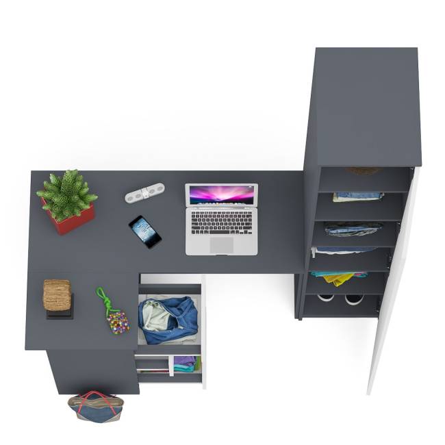 Пенал Мори МШ400.1 одна дверка и стол угловой компьютерный МС-16 левый цвет графит/белый