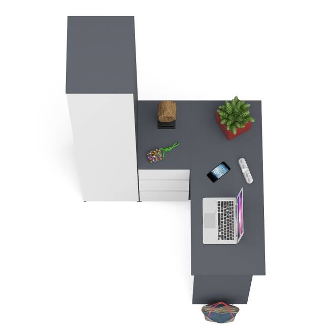 Пенал Мори МШ400.1 одна дверка и стол угловой компьютерный МС-16 левый цвет графит/белый