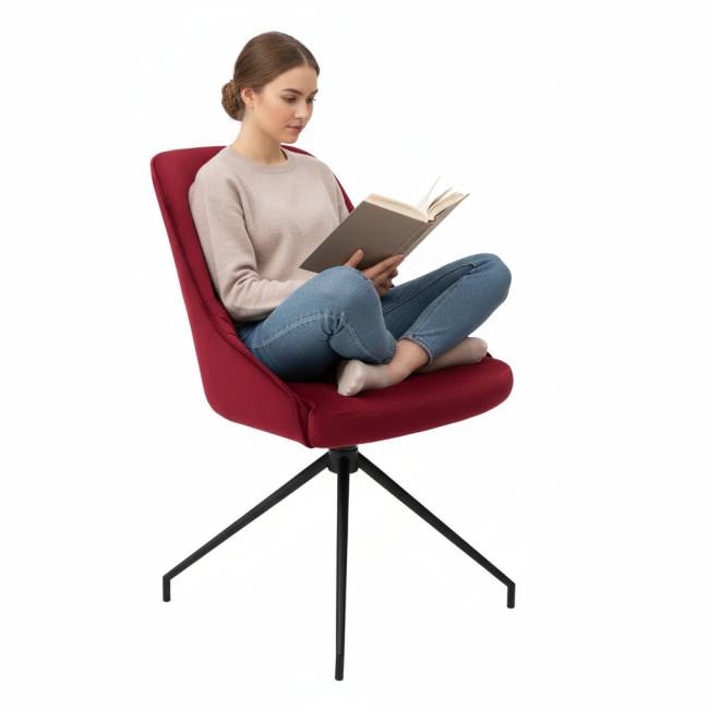 Кресло Этна винное, поворотное, черный металл