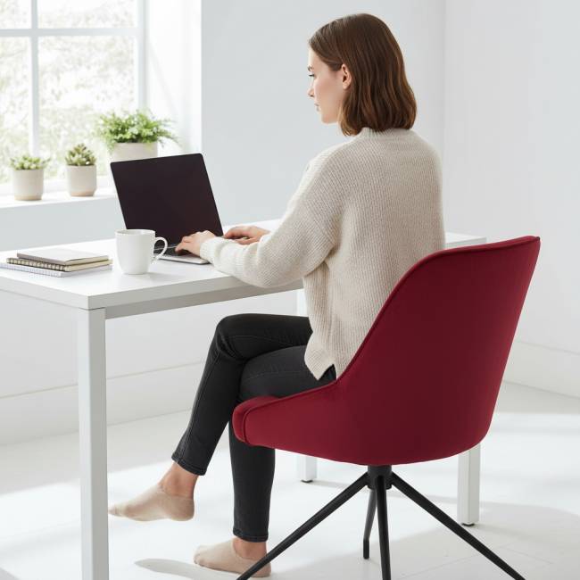 Кресло Этна винное, поворотное, черный металл