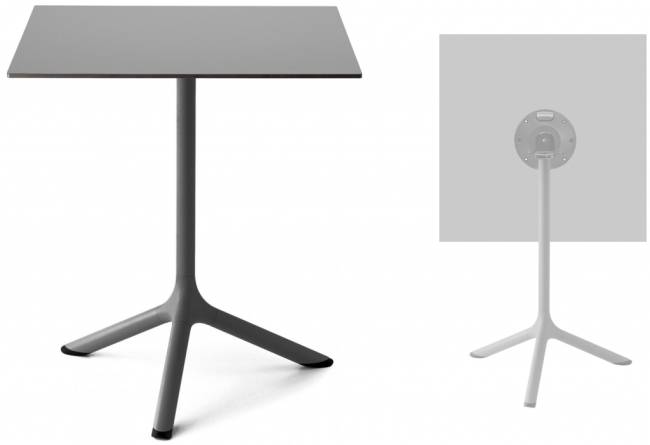 Стол ламинированный обеденный складной Tripe Folding антрацит, светло-серый 600х600х740 мм