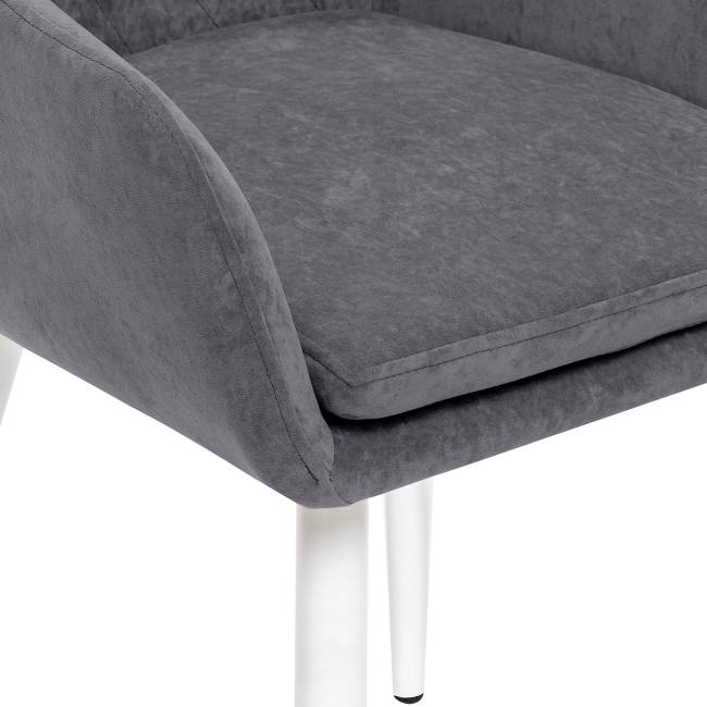 Стул с подлокотниками Leset Слим, каркас Белый, велюр Графит Графит Белый