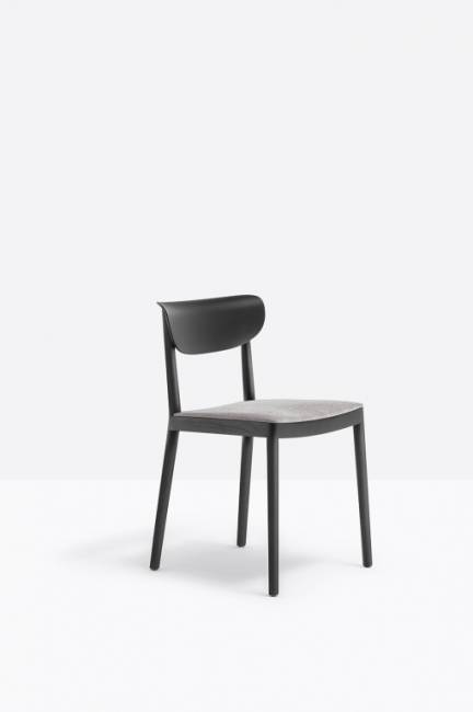 Стул деревянный с мягким сиденьем Tivoli черный ясень, серый 480х530х780 мм