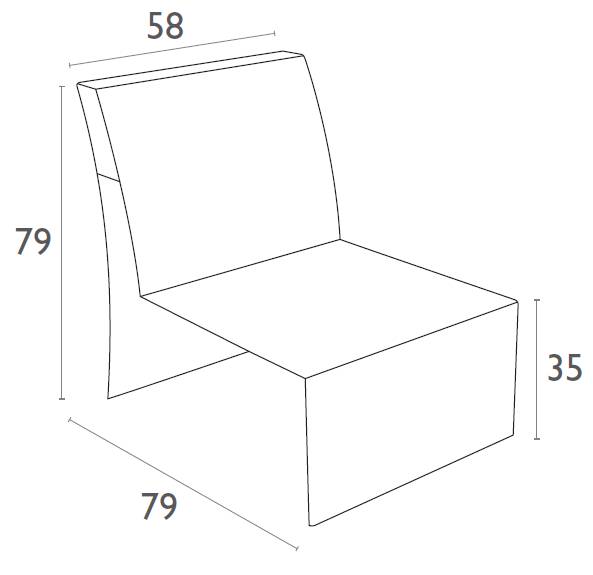 Модуль дополнительный для дивана Monaco Lounge Extension Part коричневый 580х790х790 мм