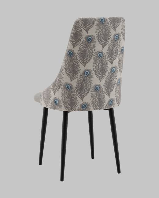 Стул Касаденика велюр серый, спинка гобелен перья