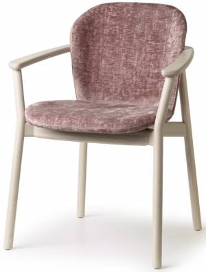 Кресло деревянное с обивкой Natural Finn белый ясень, розовый 600х560х790 мм
