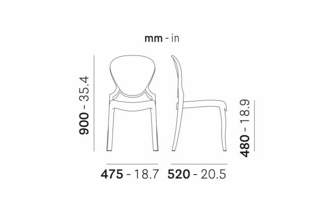 Стул прозрачный Queen янтарный 475х520х900 мм