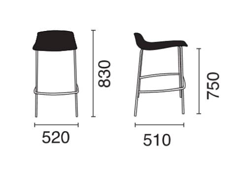 Табурет барный с обивкой X-Treme BSSD 520х510х830 мм