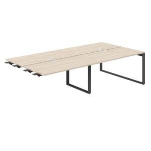 AG.163.AR.L.72.AN  / Рабочая станция комбо 3200х1238х750  / профиль О-образный: 70х20 антрацит; лючок: серебро; столешница: акация равелло