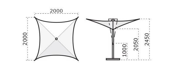 Зонт-парусник 2х2 м Vela Titanium титан, слоновая кость 2000х2000 мм Зонт-парусник 2х2 м Vela Titanium титан, слоновая кость 2000х2000 мм