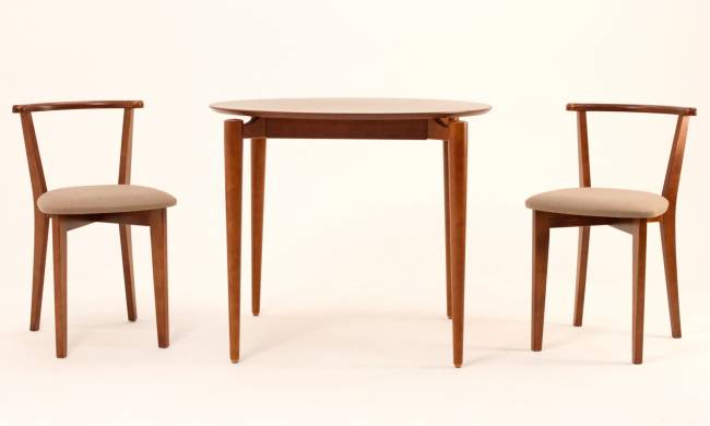 Стол Pawook К 90 орех со стульями Франк ПМ орех/бежевая рогожка