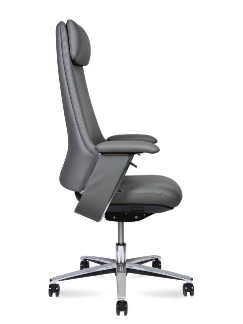 Кресло офисное / Йорк / York / серая кожа / алюминевая база Кресло офисное / Йорк / York / серая кожа / алюминевая база