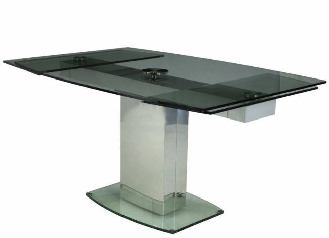 Стол, MK-7503-GL, раскладной стеклянный, 90х150(220)х75 см, Прозрачный