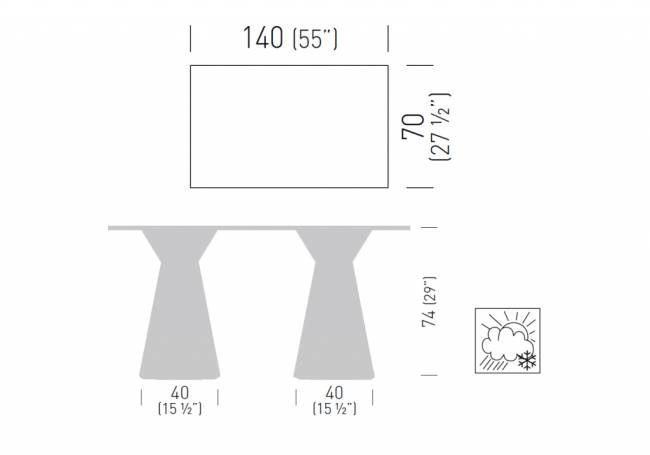 Стол ламинированный Roller Table 1400х700х740 мм