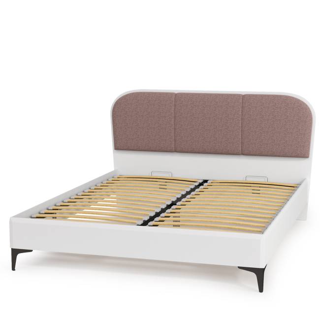 Кровать с мягкой спинкой с ортопедическим основанием Валенсия цвет белый шагрень/ткань велутто 19