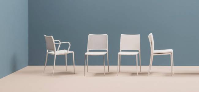 Стул пластиковый текстиленовый Mya Tecnica белый 465х550х790 мм