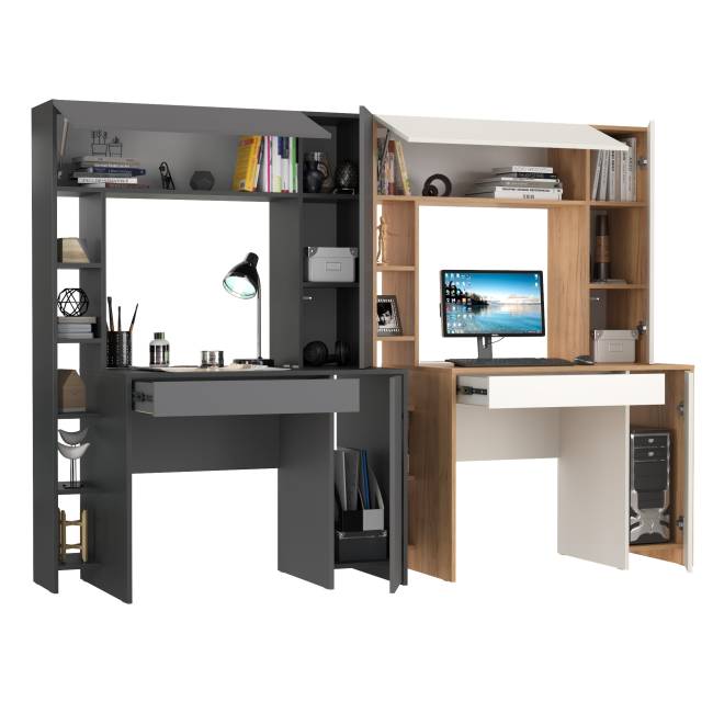 Место рабочее для двоих человек Комфорт 12.71 цвет антрацит/тёмно-серый/дуб золотой/белый