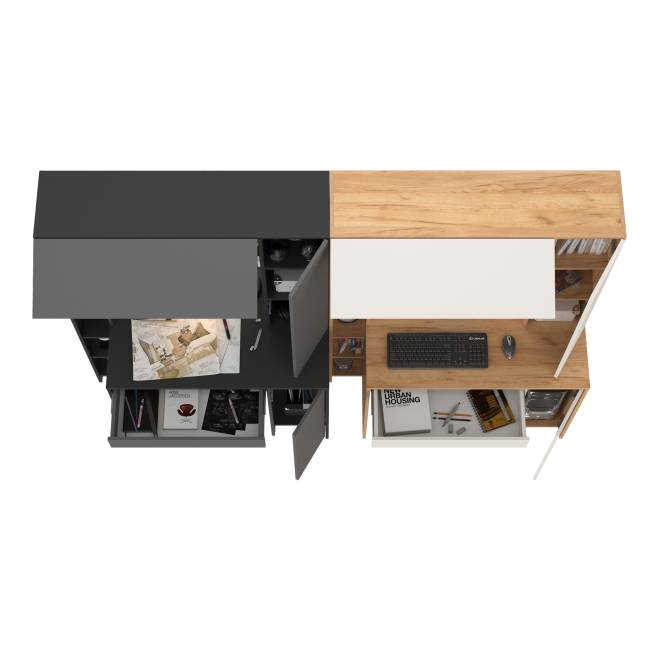 Место рабочее для двоих человек Комфорт 12.71 цвет антрацит/тёмно-серый/дуб золотой/белый