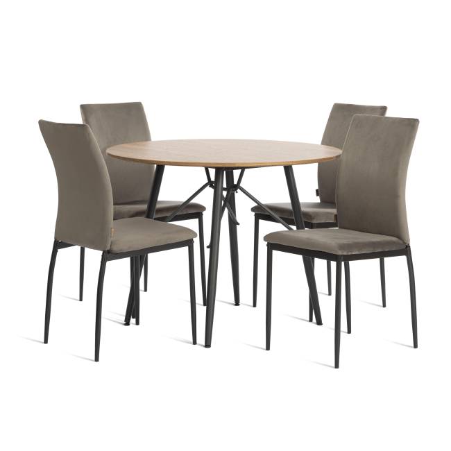 Стул Капри/Capri (мод.BC565-DC) металл, флок, 43х53х92см, темно-серый HLR24/черный (Комплект из 2 шт.) темно-серый металл, флок