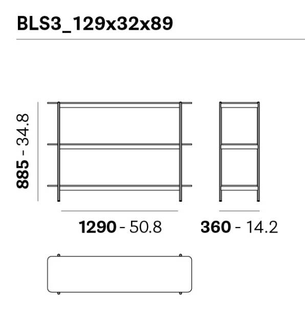 Стеллаж книжный Blume System античная латунь, черный 1290х360х885 мм