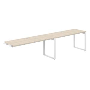 AG.193.AR.L.72.WH / Рабочая станция комбо s-b-s 3200х600х750 / профиль О-образный: 70х20 белый; лючок: серебро; столешница: акация равелло