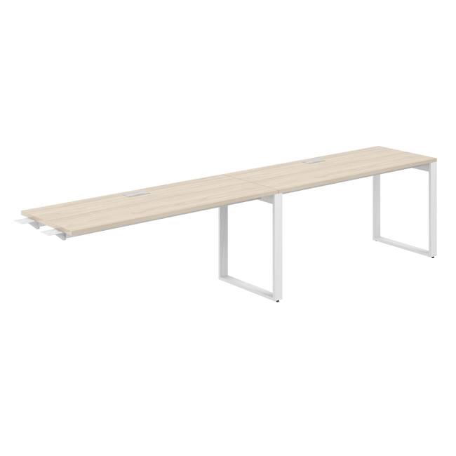 AG.193.AR.L.72.WH / Рабочая станция комбо s-b-s 3200х600х750 / профиль О-образный: 70х20 белый; лючок: серебро; столешница: акация равелло