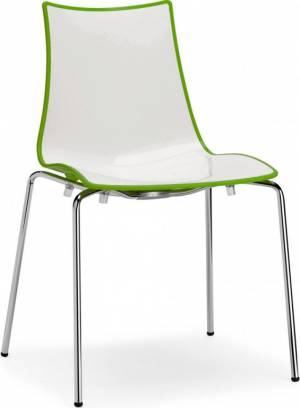 Стул пластиковый Zebra Bicolore 4 legs хром, белый, зеленый 550х520х830 мм