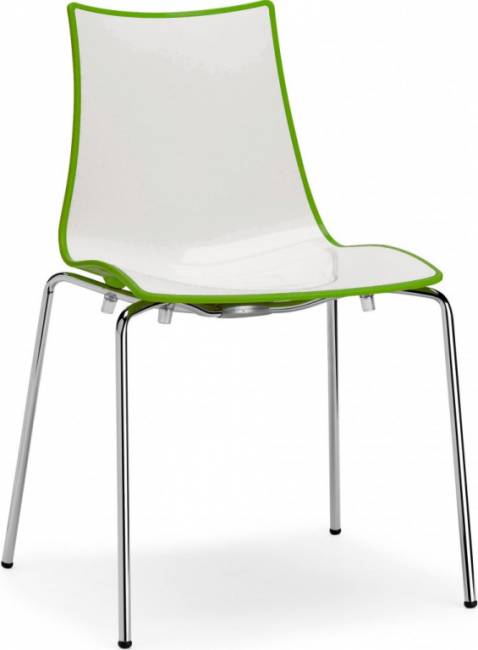 Стул пластиковый Zebra Bicolore 4 legs хром, белый, зеленый 550х520х830 мм