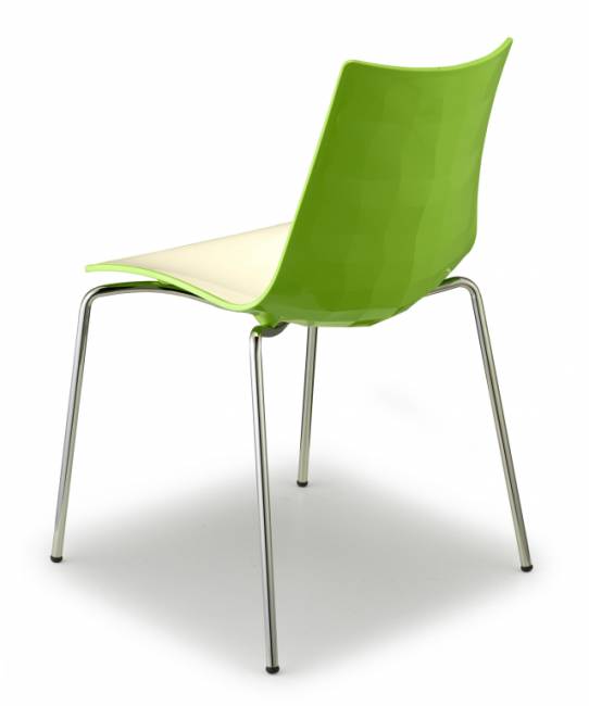 Стул пластиковый Zebra Bicolore 4 legs хром, белый, зеленый 550х520х830 мм