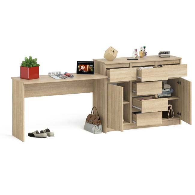 Письменный стол МСП1200.1 с комодом-тумбой на 1200 Мори цвет дуб сонома