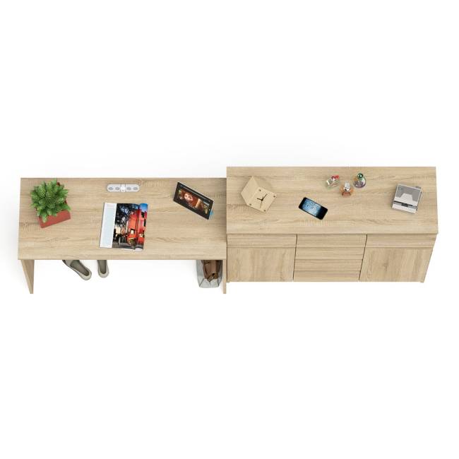 Письменный стол МСП1200.1 с комодом-тумбой на 1200 Мори цвет дуб сонома