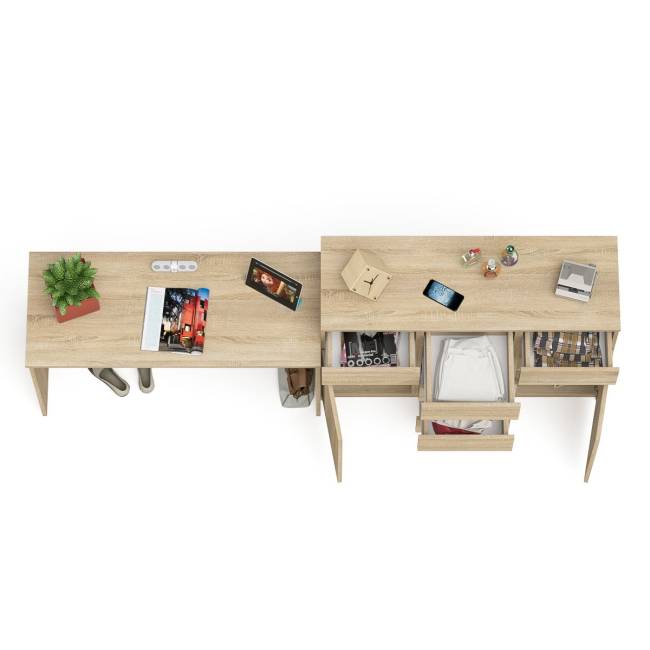 Письменный стол МСП1200.1 с комодом-тумбой на 1200 Мори цвет дуб сонома