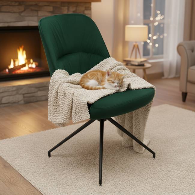 Кресло Этна зеленое, поворотное, черный металл