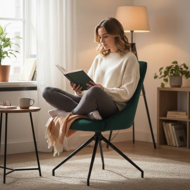 Кресло Этна зеленое, поворотное, черный металл