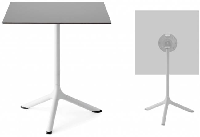 Стол ламинированный обеденный складной Tripe Folding белый, светло-серый 600х600х740 мм Стол ламинированный обеденный складной Tripe Folding белый, светло-серый 600х600х740 мм