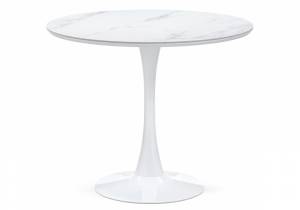 Керамический стол Тулип 90х74 белый мрамор / белый