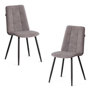 Стул обеденный Asti/Асти (2шт. в упаковке) Тренд, велюр, серый/чёрный, 29 (Комплект из 2 шт.) серый велюр